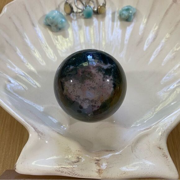 Stunning multicolor ocean Jasper 🌊 polished crystal sphere with free stand ✨ - Picture 2 of 4